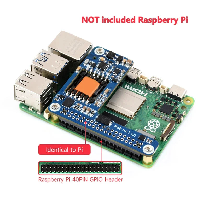 Raspberry Pi 5 PoE MINI HAT (J) 5V/5A Power over RJ45 Ethernet 802.3af/at Moudle for Pi5/CM5