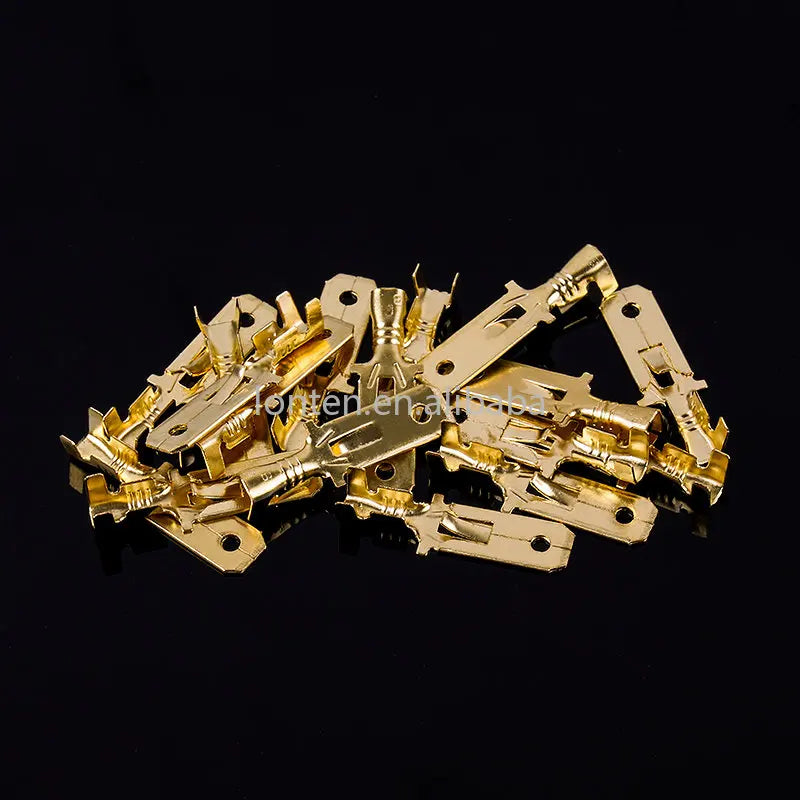 Custom 50Pcs/lot 6.3mm Automotive Connector Female Male Crimp Terminal for Car Electric Wire Connectors Gold-plated Copper Manufacturer
