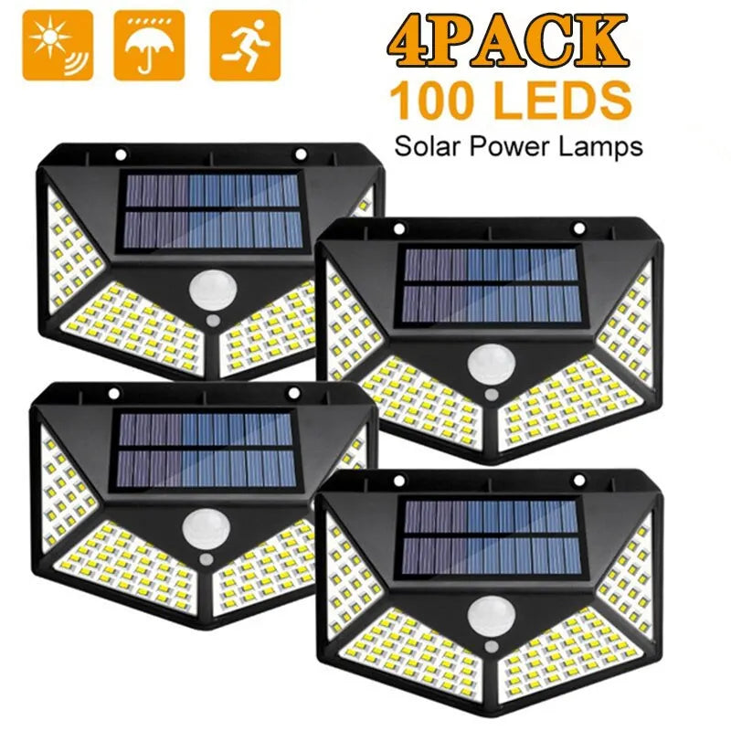 Custom 1/2/4/6Pcs 100 LED Wall Lights Outdoor Solar Lamp PIR Motion Sensor Solar Powered Sunlight Street Light for Garden Decoration Manufacturer