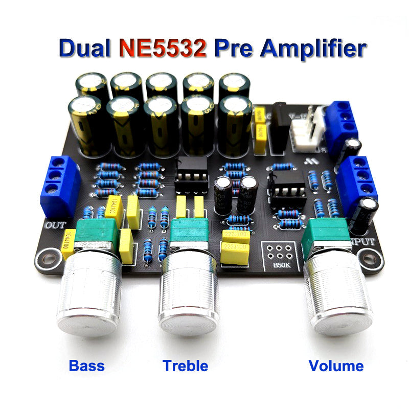 Dual NE5532 Tone Preamplifier Board Audio Equalizer Preamp Treble Bass Tone Control Pre amplifier pcb assembly