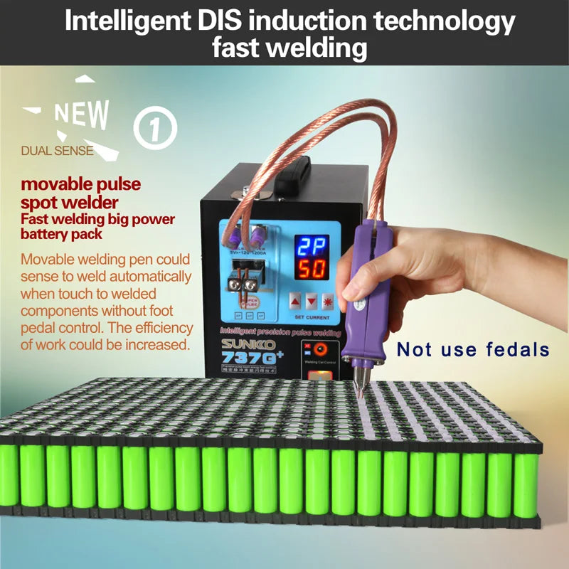 Custom SUNKKO 737G+ Spot Welder 4.3KW High Power Automatic Sensing Pulse Spot Welding Machine With Pen For 18650 Battery Pack Welding Manufacturer