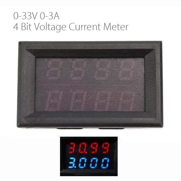 Custom 0-33V 0-3A Four Bit 4-bit Voltage Current Meter DC Double Digital LED Display Voltmeter Ammeter - Red & Blue Manufacturer