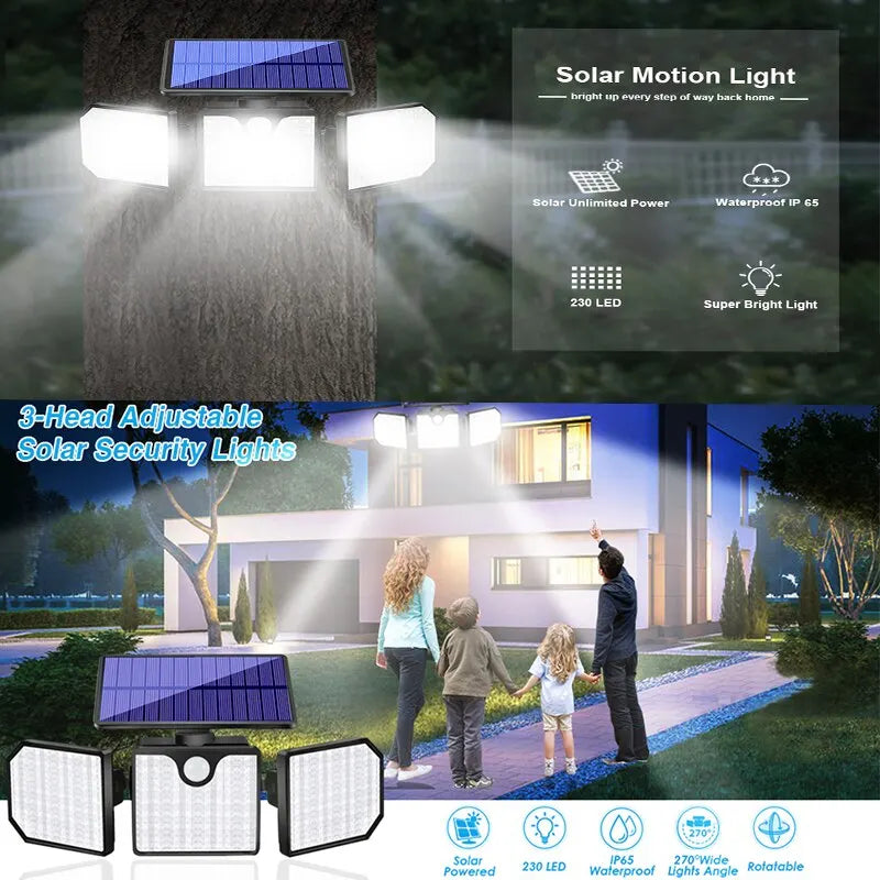 Custom 1PC Solar Wall Lamp Street Lamp Lighting Outdoor Waterproof Human Body Infrared Sensor Lamp Garden Lamp 230LED Floodlight Manufacturer