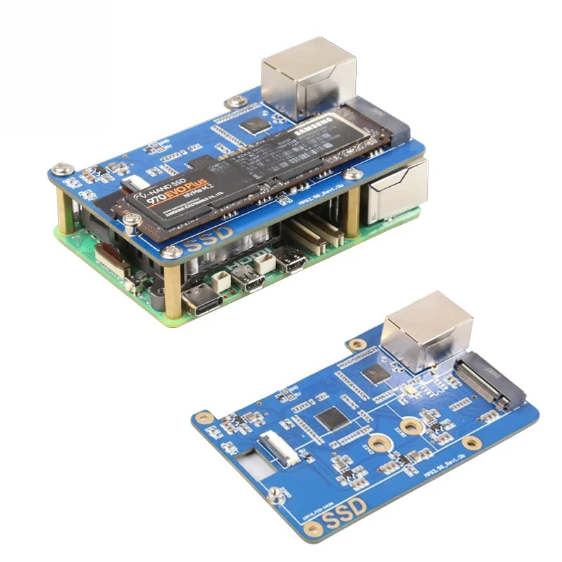 MPS2.5G Raspberry Pi 5 PCIe to NVME SSD and 2.5G Ethernet RJ45 HAT RTL8125 2280 2242 2230