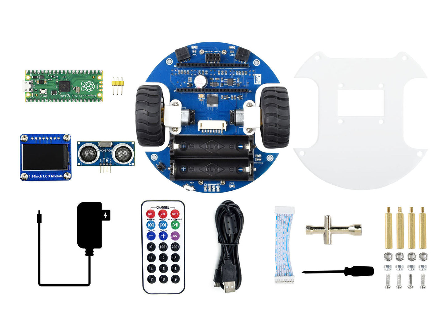 PicoGo Mobile Robot Kit Based on Raspberry Pi Pico IR obstacle avoidance,auto line following IR remote control Custom PCB PCBA customize