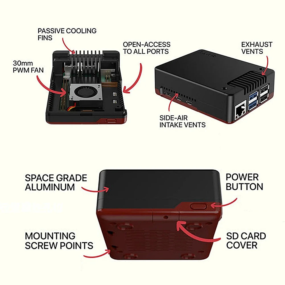 Argon NEO 5 Aluminum Case with PWM Cooling Fan Protective Passive Cooling Case for Raspberry Pi 5 Electronic Components