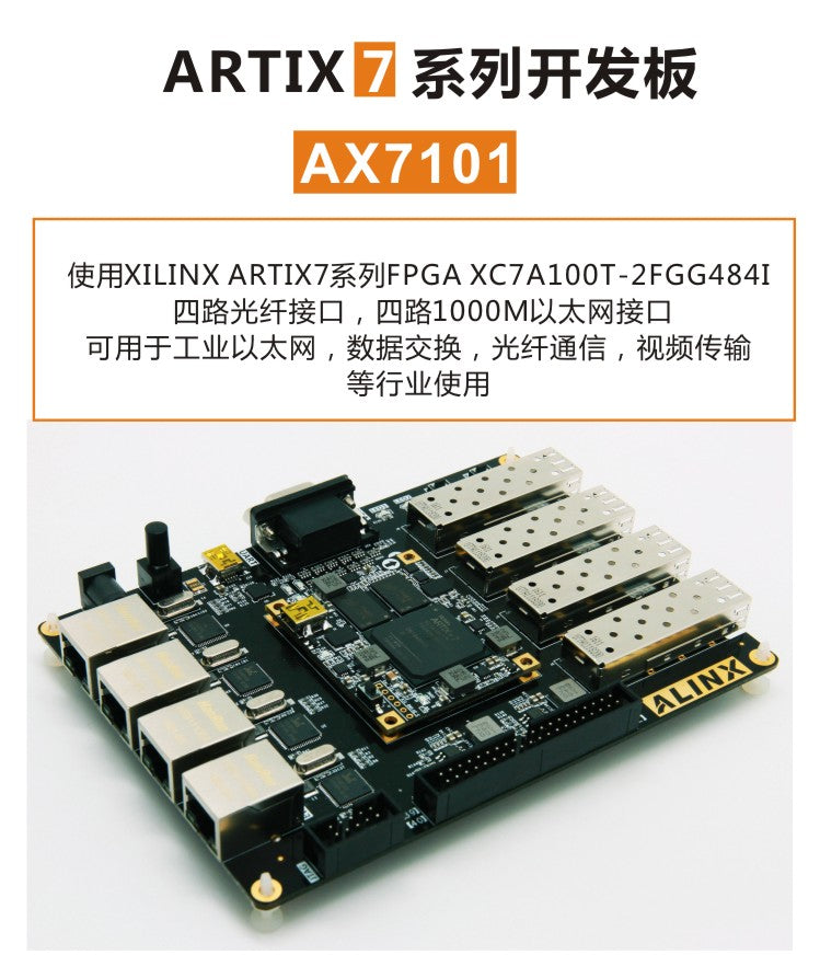 Alinx XILINX A7 FPGA Black Gold Development Board ARTIX-7 fiber Optic Ethernet AX7101 Custom PCB shenzhen pcb pcba