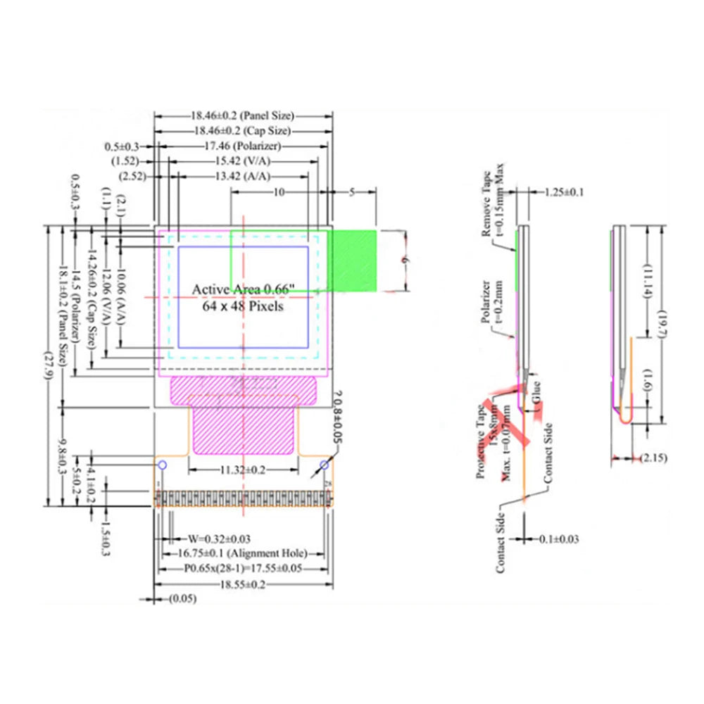 Custom LONTEN 0.66 inch OLED screen 64*48 white LED 28pin SSD1306 driver screens Manufacturer