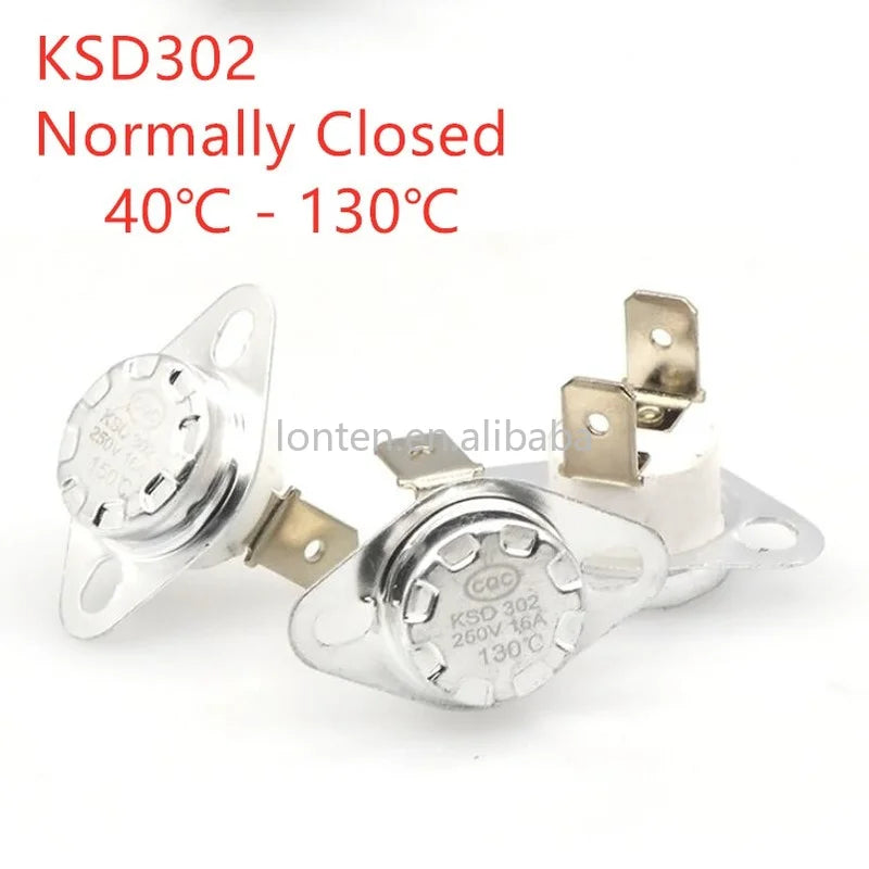 Custom 2Pcs KSD302 16A 250V 40-130 degree Ceramic KSD302 Normally Closed Temperature Switch Thermostat 85 Degrees 90 C 45C Manufacturer