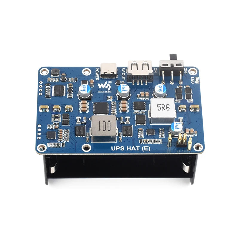 Raspberry Pi 5 UPS HAT (E) 5V 6A Bi-directional Fast Charging Uninterruptible Power Supply Supports 4x21700 Li Batteries (Not