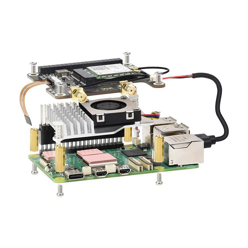 PCIe M.2 E KEY HAT+ Extension Board Compatible NGFF (M.2 E Key) Wireless NIC Support USB for Connection for Raspberry Pi 5
