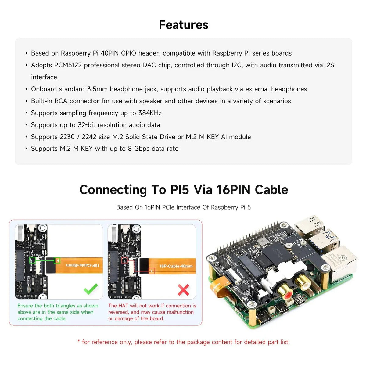 PI5 PCIe To M.2 HAT I2S Audio Extension for RasPi Raspberry Pi 5 NVMe Solid State Drive SSD Projects Expansion Board Accessories