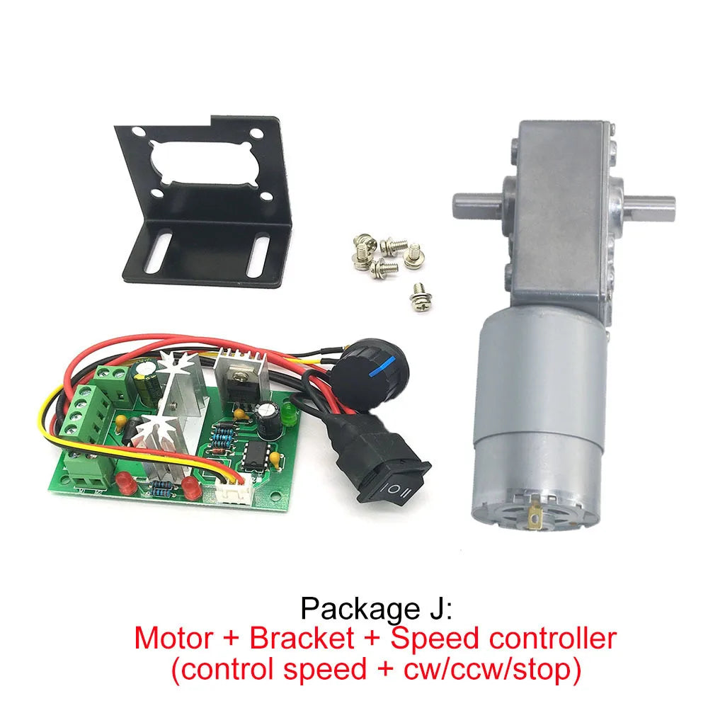 Custom A58SW-555S 12-24V 16-470RPM Worm Geared Motor Double D Shaft Reversed Metal Gear Self-lock Motor DIY Robot Door Lock Manufacturer