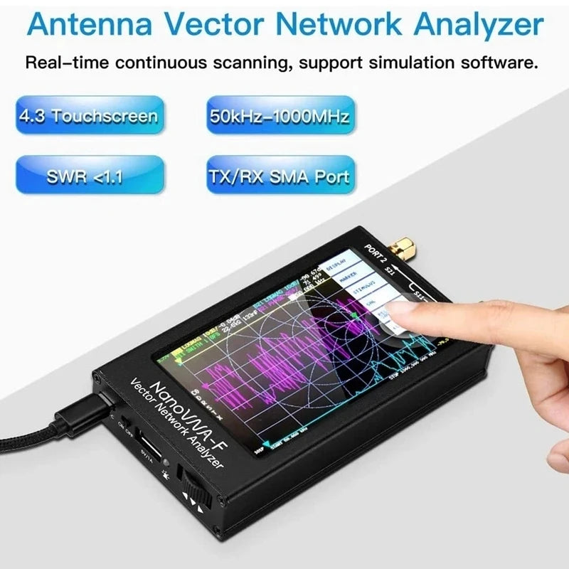 Custom modules Portable Handheld Vector Network Analyzer SWR Meter 50KHz-1000MHz 4.3 Inch IPS TFT Digital Display Touch Screen MF H Manufacturer