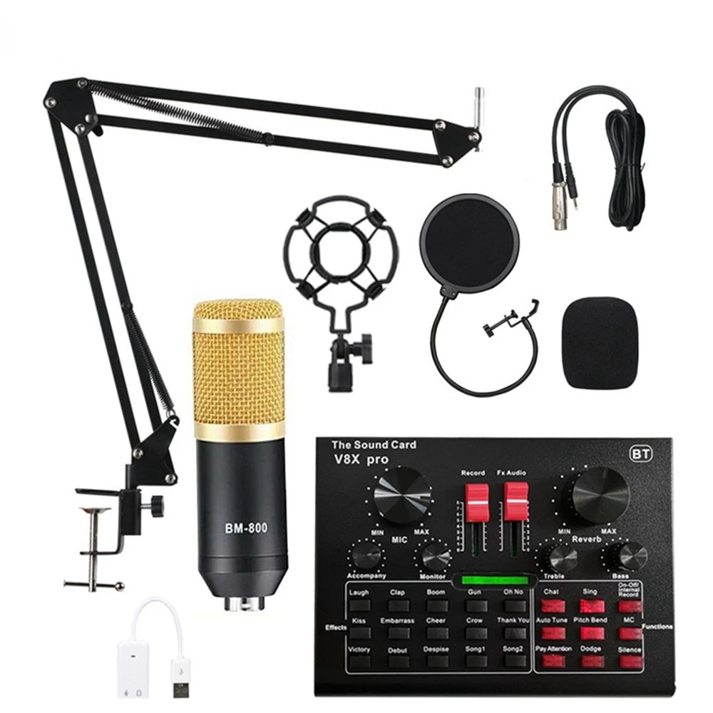 Custom V8XPRO Audio Mixer BM800 Condenser Microphone Live Sound Card BT USB Game DSP Recording Professional Streaming V9X Phone Manufacturer