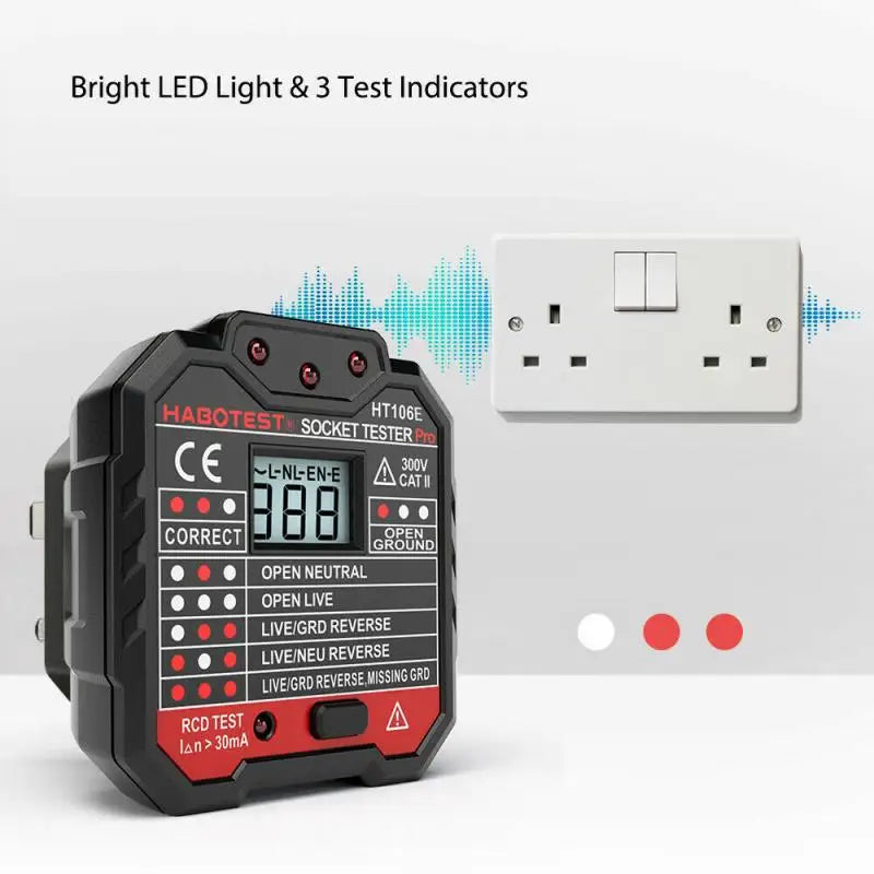 Custom New Digital Display Socket Tester Power Socket Wiring Detection Wall Plug Breaker Finder RCD Test Socket Detector EU/US/UK Manufacturer