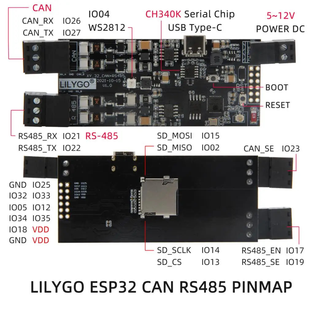 Custom TTGO T-CAN485 ESP32 CAN RS-485 support TF card wifi Internet of Things engineer control module board development Custom PCB Manufacturer