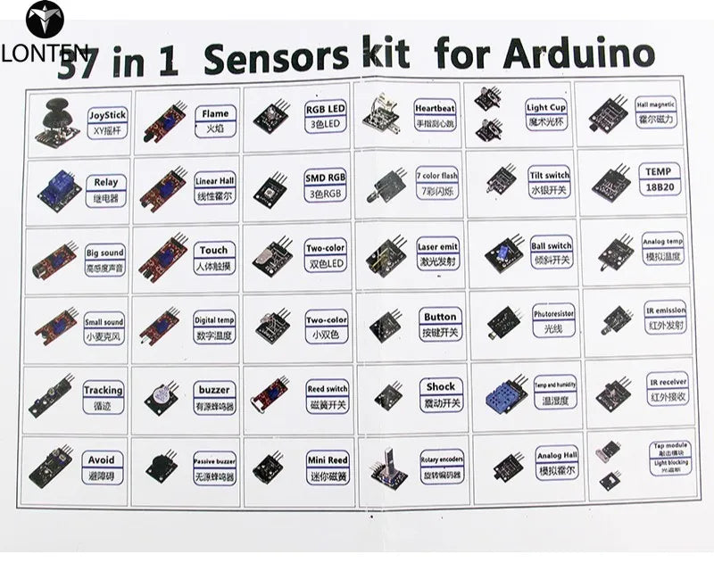 Custom Lonten 37 In 1 Sensor Module Upgraded Version Kit With Electronic Components resistors LEDs For arduinos Manufacturer