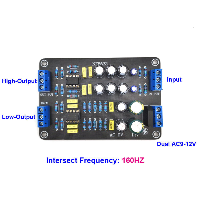 2 Way 160Hz Electronic Active Crossover NE5532 PreAMP Linkwitz Riley Filter Frequency Divider amplifiers and comparators Customize