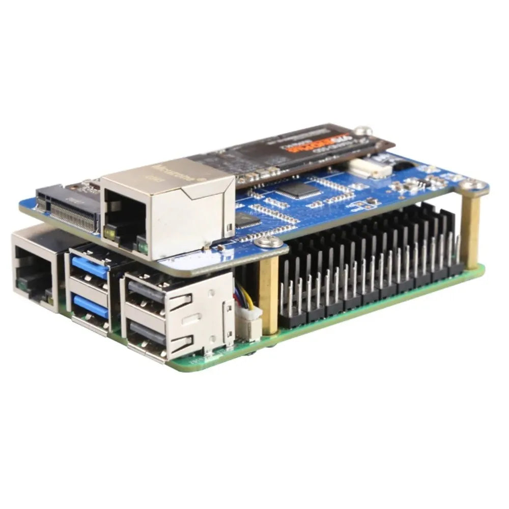(MPS2.5G)Raspberry Pi 5 PCIE To NVME SSD+2.5G ETH HAT RTL8125,support RPi OS,ubuntu, 2280,2242,2230 Size SSD Custom