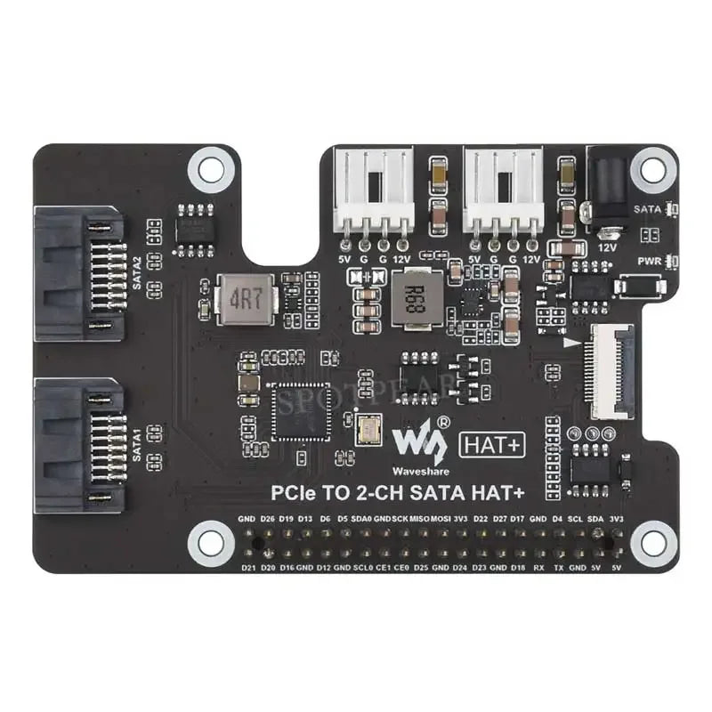 Raspberry Pi 5 PCIe to SATA Expansion Board with EEPROM HAT+  PCIe TO 2-CH SATA HAT+