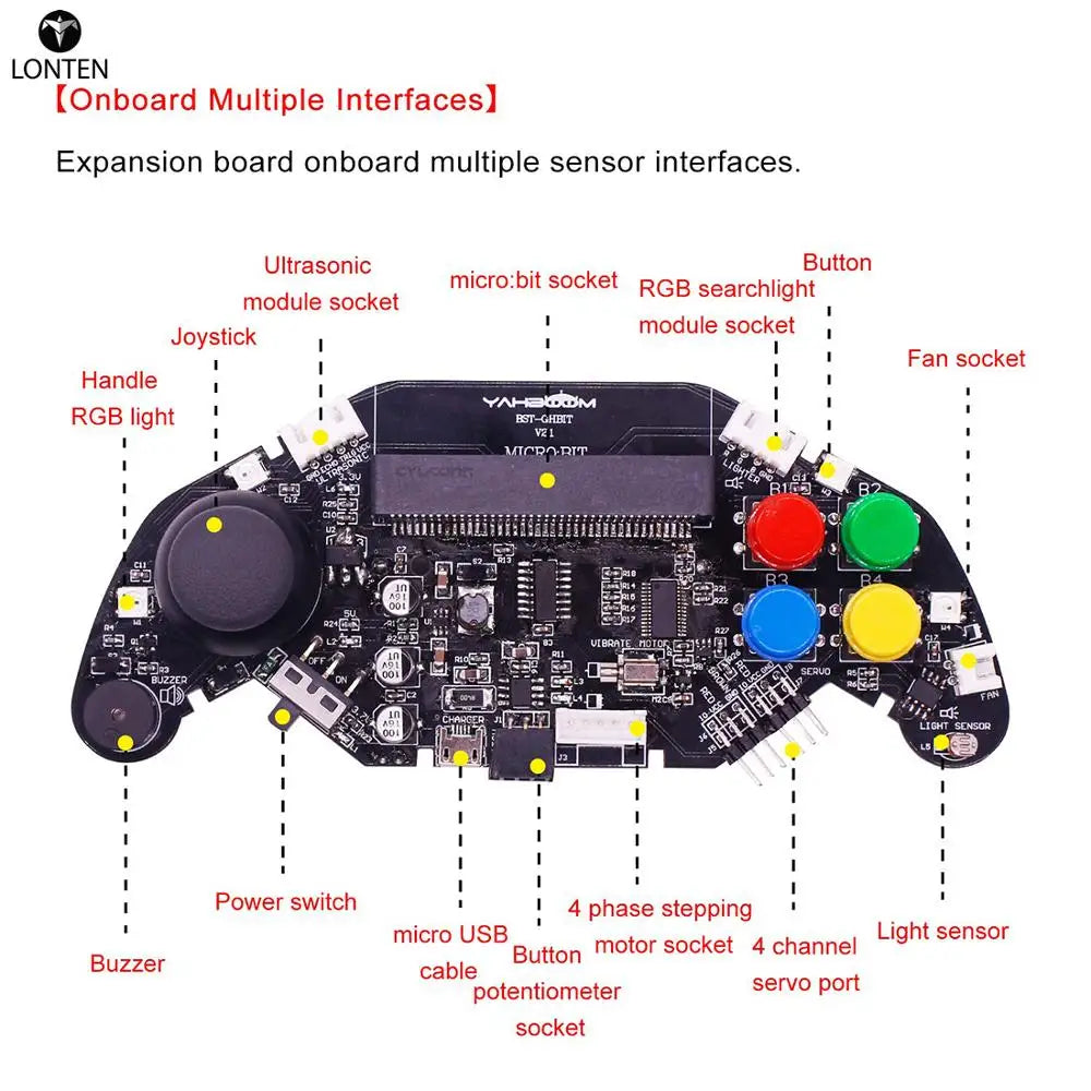 Custom Lonten for Micro:bit Gamepad Expansion Board Handle Robot Car Joystick Programmable Game Controller Without for Micro:bit Board Manufacturer