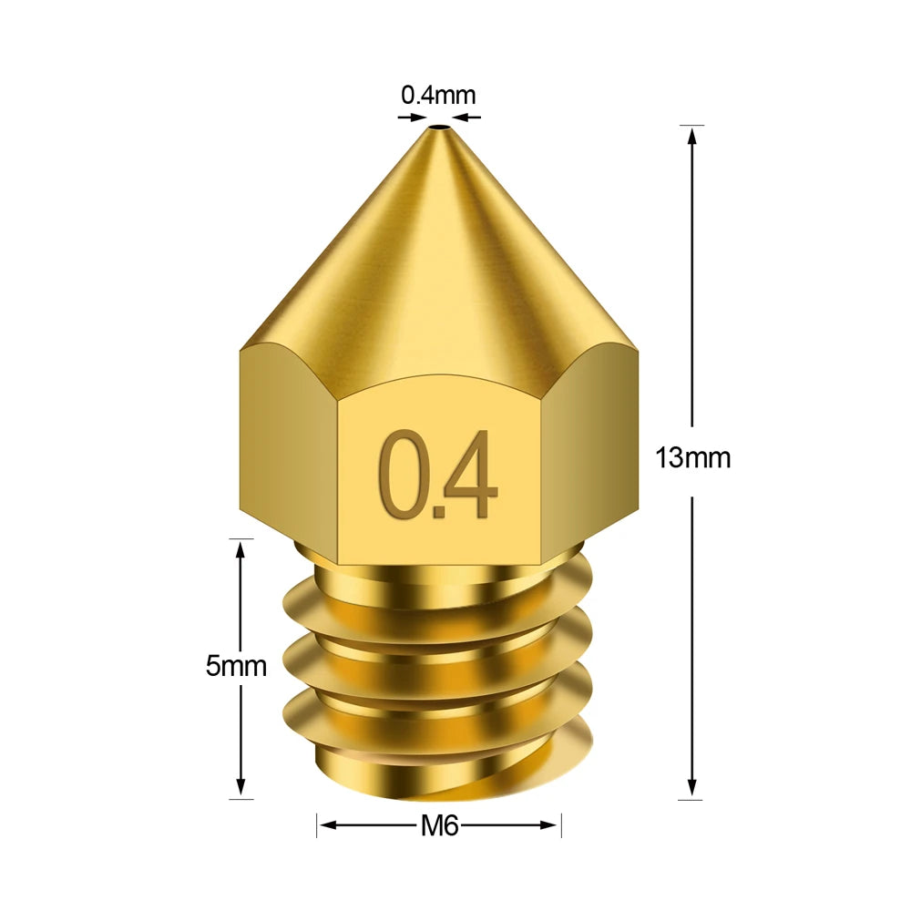 Custom MK8 Brass Nozzle 0.2 0.3 0.4 0.5 0.6MM Extruder Print Head Nozzle 1.75MM Filament For 3D Printer Ender-3 CR10 CR10S Manufacturer