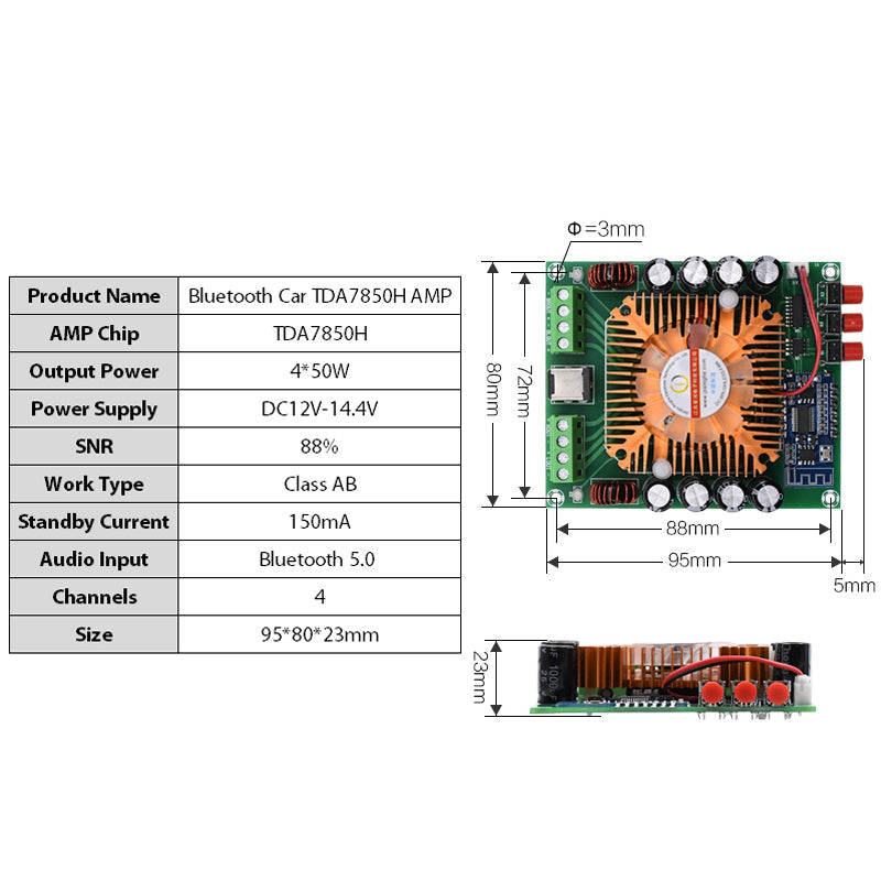 4*50W TDA7850H HiFi Audio Digital Amplifier Board BTL Power Class AB Stereo Subwoofer Home Theater Car Amplifiers pcb assembly