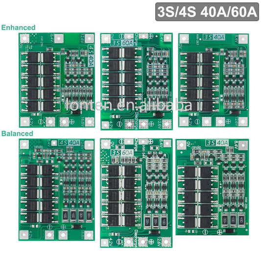 Custom 3S/4S 40A/60A Li-ion Lithium Battery Charger Protection Board 18650 BMS For Drill Motor Enhance/Balanced 11.1V/12.6V/14.8V/16.8V Manufacturer