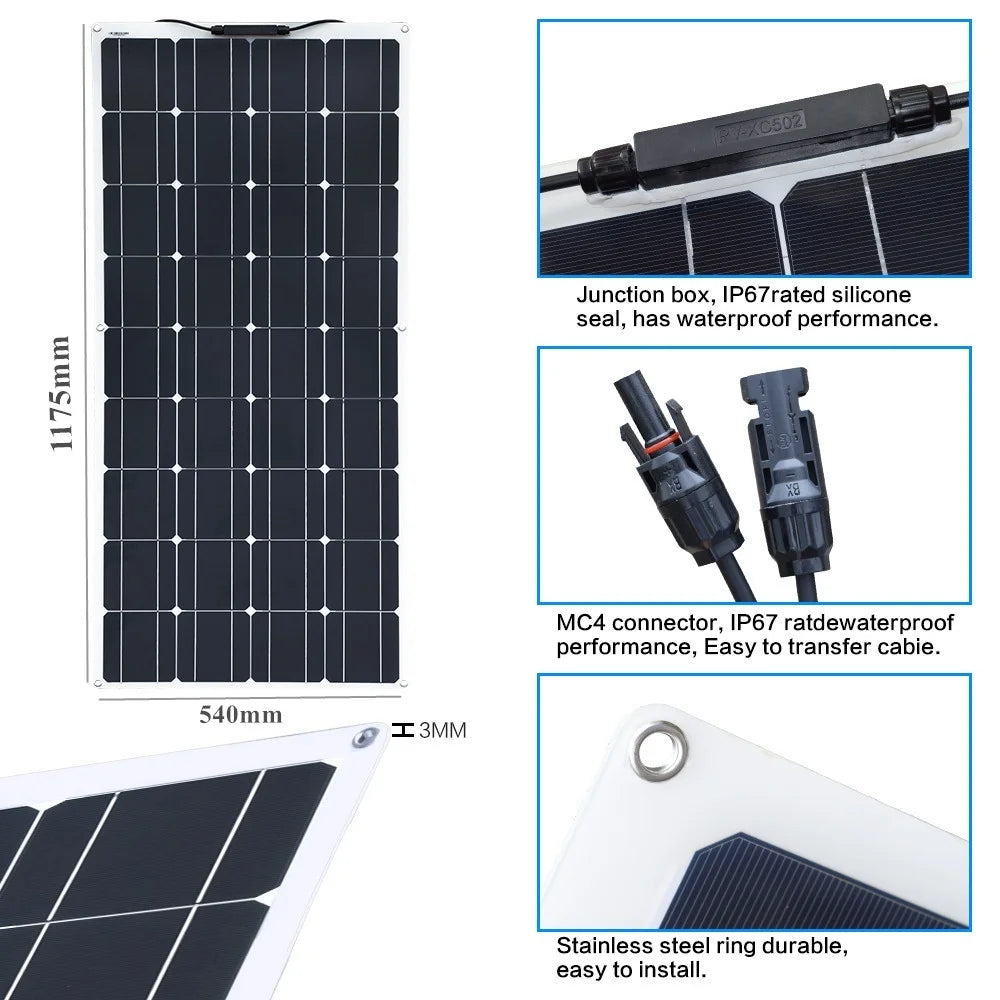 Custom 18V 120W ETFE Solar Panel Monocrystalline Cell Flexible PET Solar Panels 240W Home System Kit 12V 24V Battery Charger Manufacturer