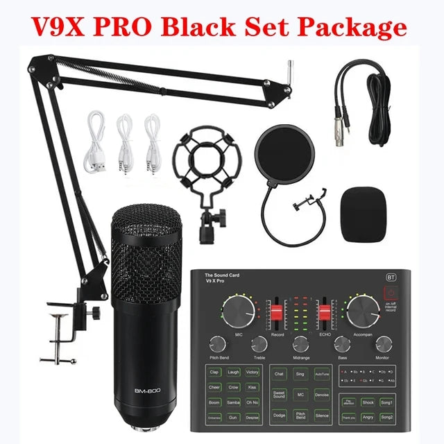 Custom V8XPRO Audio Mixer BM800 Condenser Microphone Live Sound Card BT USB Game DSP Recording Professional Streaming V9X Phone Manufacturer