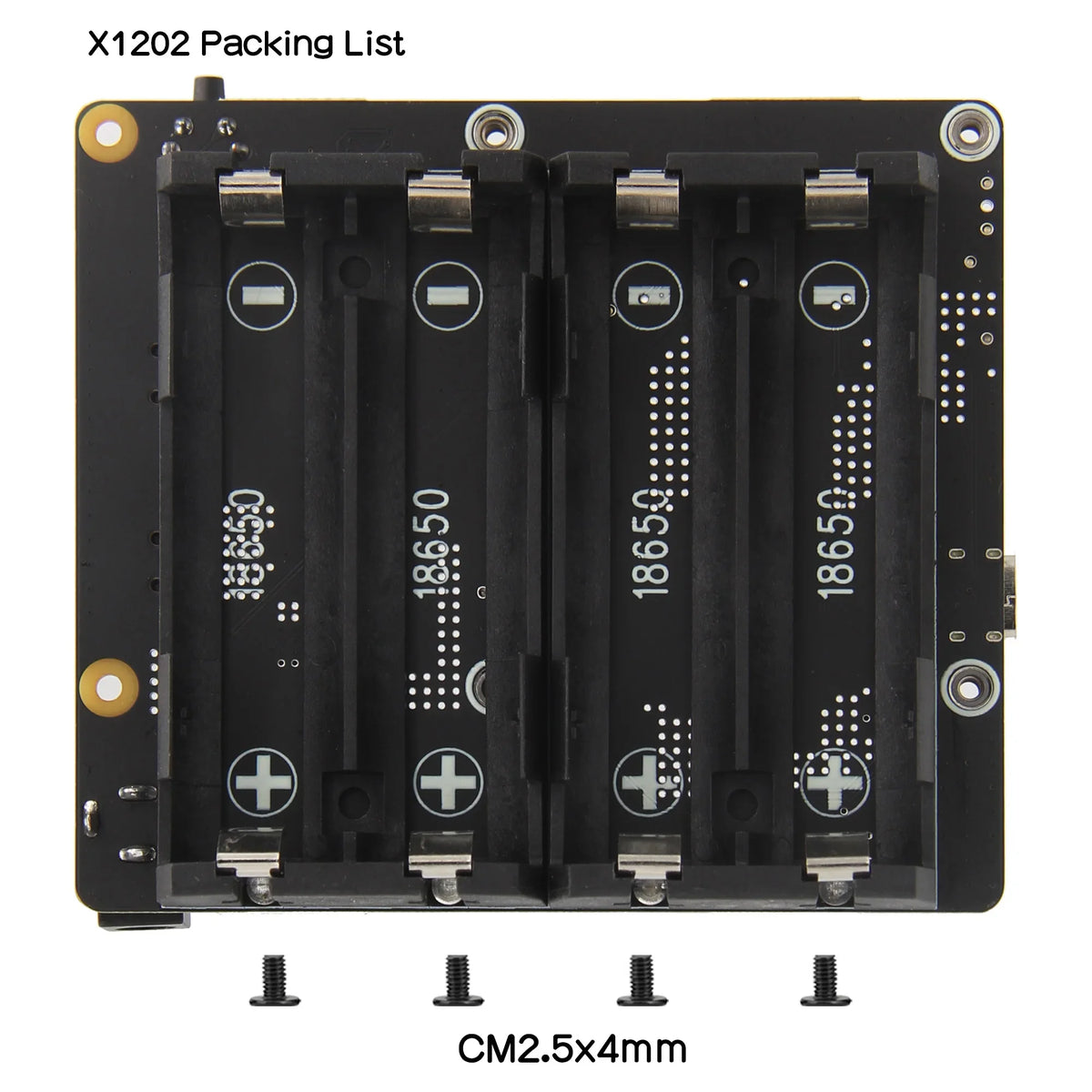 X1202 UPS  Power Management Board with 4 cell 18650 battery holder for Raspberry Pi 5