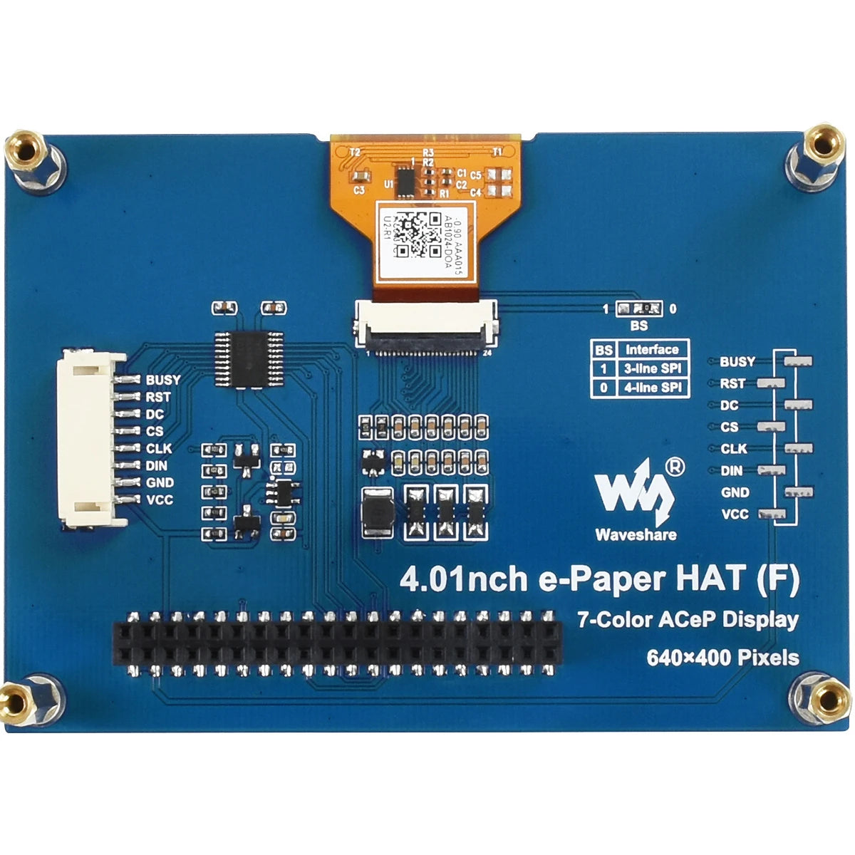 Custom 4.01Inch Kleurrijke E-Papier E-Ink Display Hoed Voor Raspberry Pi 640x400 Pixels Acep 7-Kleur Spi-interface Custom PCB android Manufacturer