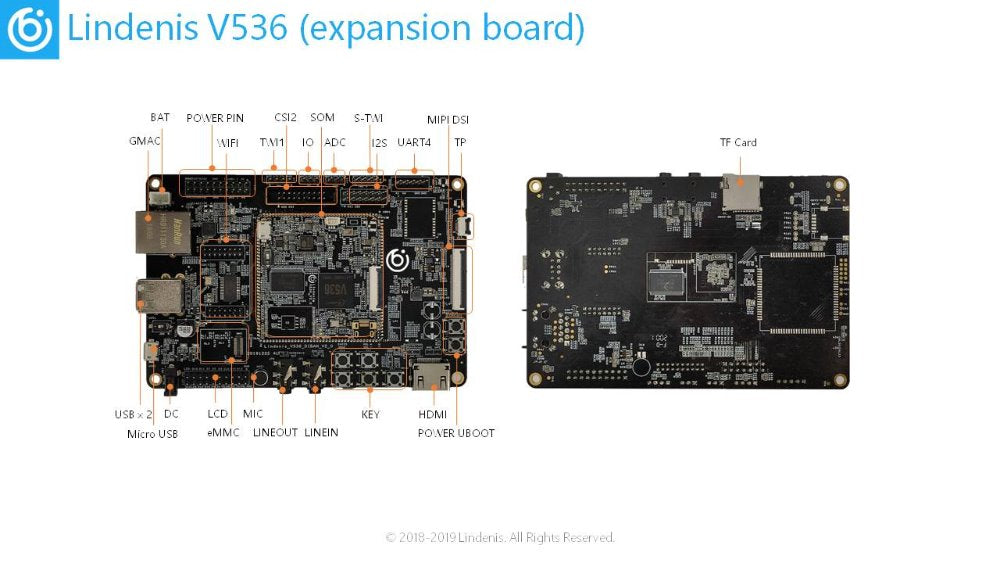 V536 Artificial Intelligent Video Processing Development Board Allwinner  A7 Dual Core 4K Custom PCB pcba yellow customize