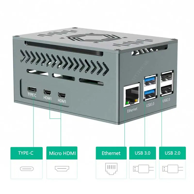 New Raspberry Pi 5 Aluminum Alloy Case Cooler PWM Fan Pure Copper Heatsink USB Large-capacity Space Compatible PCIE Board