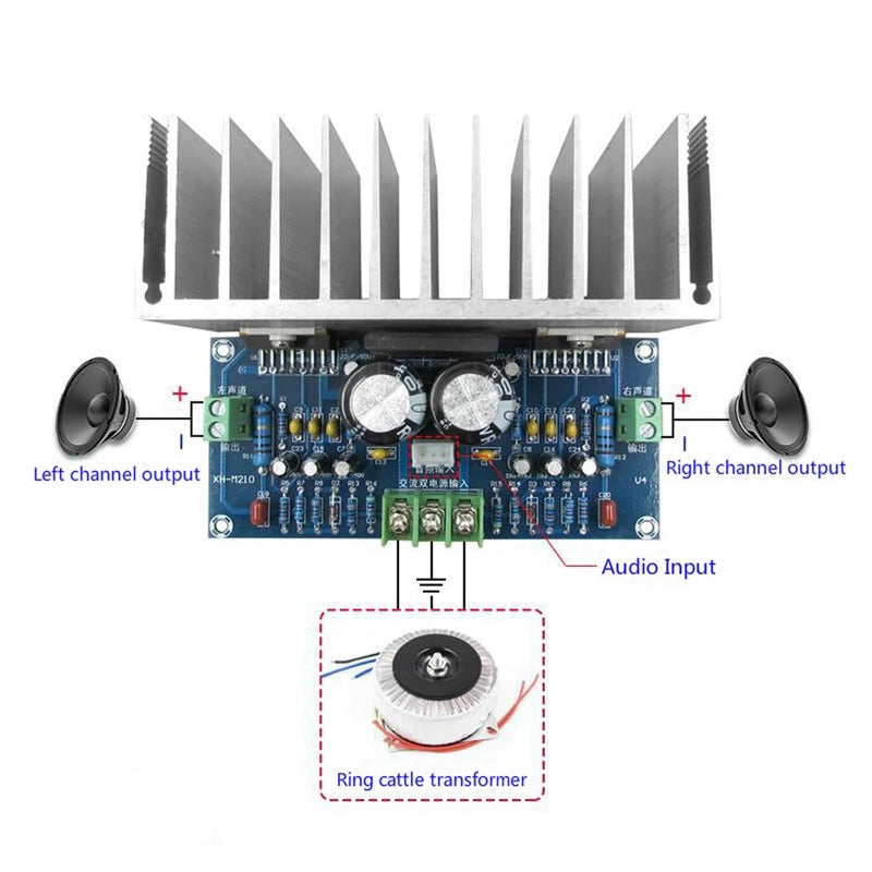 2*100W TDA7293 Stereo Audio Amplifier Board High Power Class DTDA7293 Digital Amp Dual AC12-32V pcb assembly Customize