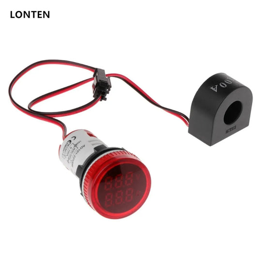 Custom Lonten 3pcs/Lot 2in1 22mm AC50-500V 0-100A Amp Voltmeter Ammeter Voltage Current Meter With CT Au23 5 colors red/green/blue/oran Manufacturer