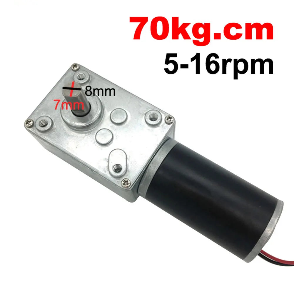 Custom A58SW31ZY 7-470rpm DC 24v Worm Geared Magnetic Motor 1.6-70kg.Cm High Torque D Shaft 12v Motor Rotating Table Door Self-Lock Manufacturer