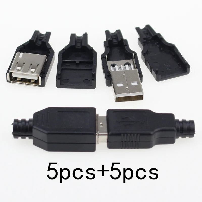 Custom IMC hot New (5pcs Male+5pcs Female) USB 4 Pin Plug Socket Connector With Black Plastic Cover Manufacturer