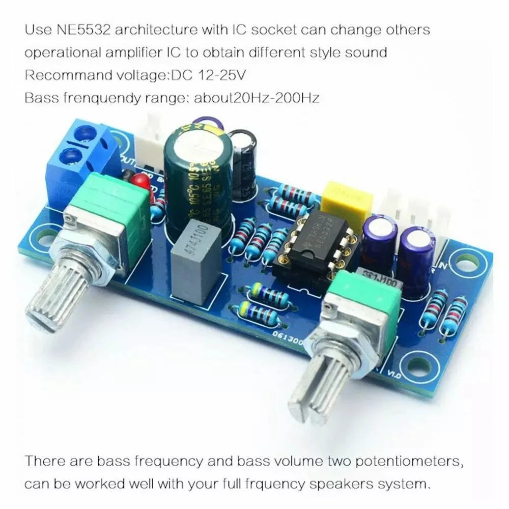 Custom Low Pass Filter Bass Subwoofer Pre-AMP Amplifier Board Dual Power NE5532 Low Pas modules Manufacturer