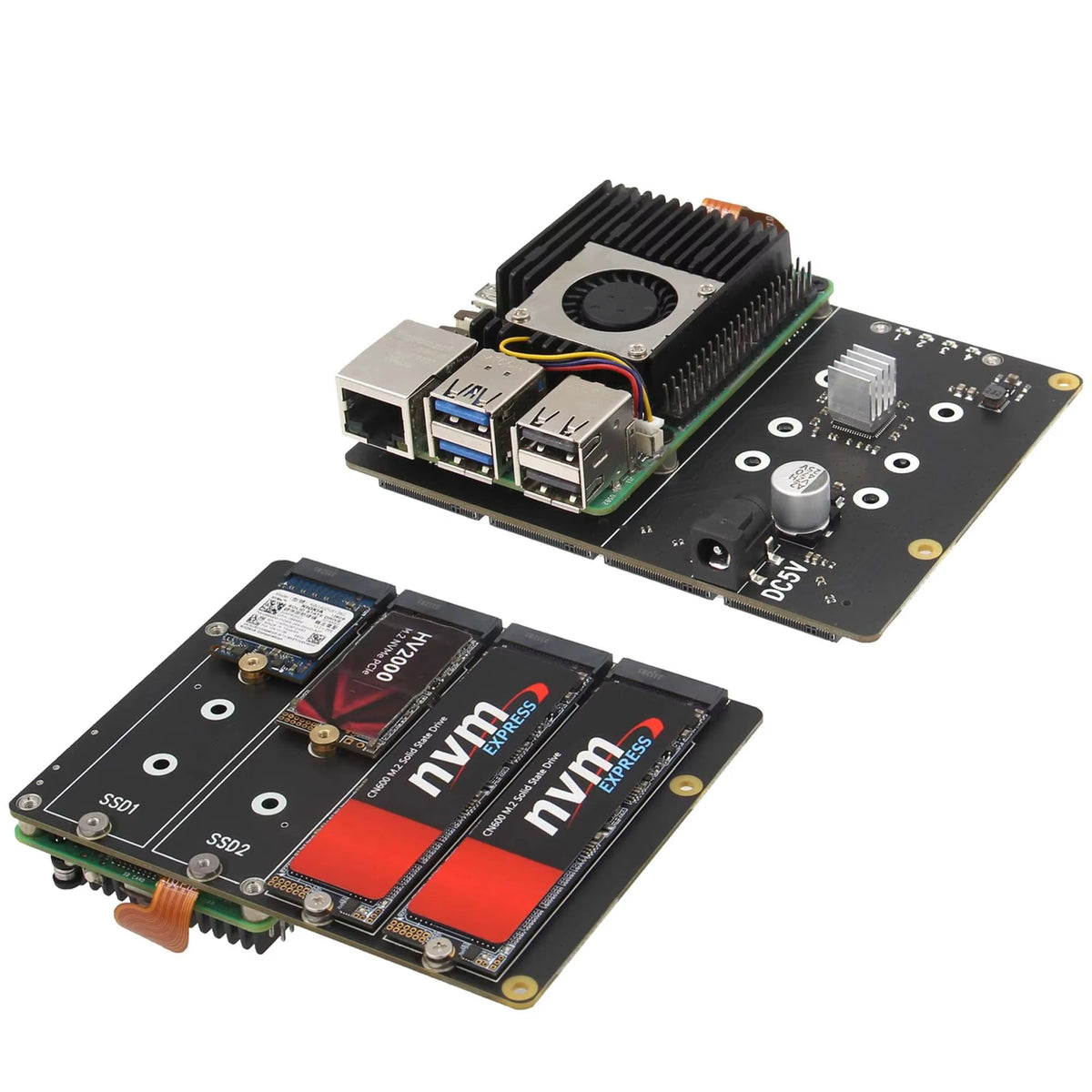 X1011 PCIe to NVMe Shield support four M.2 NVMe SSDs for Raspberry Pi 5