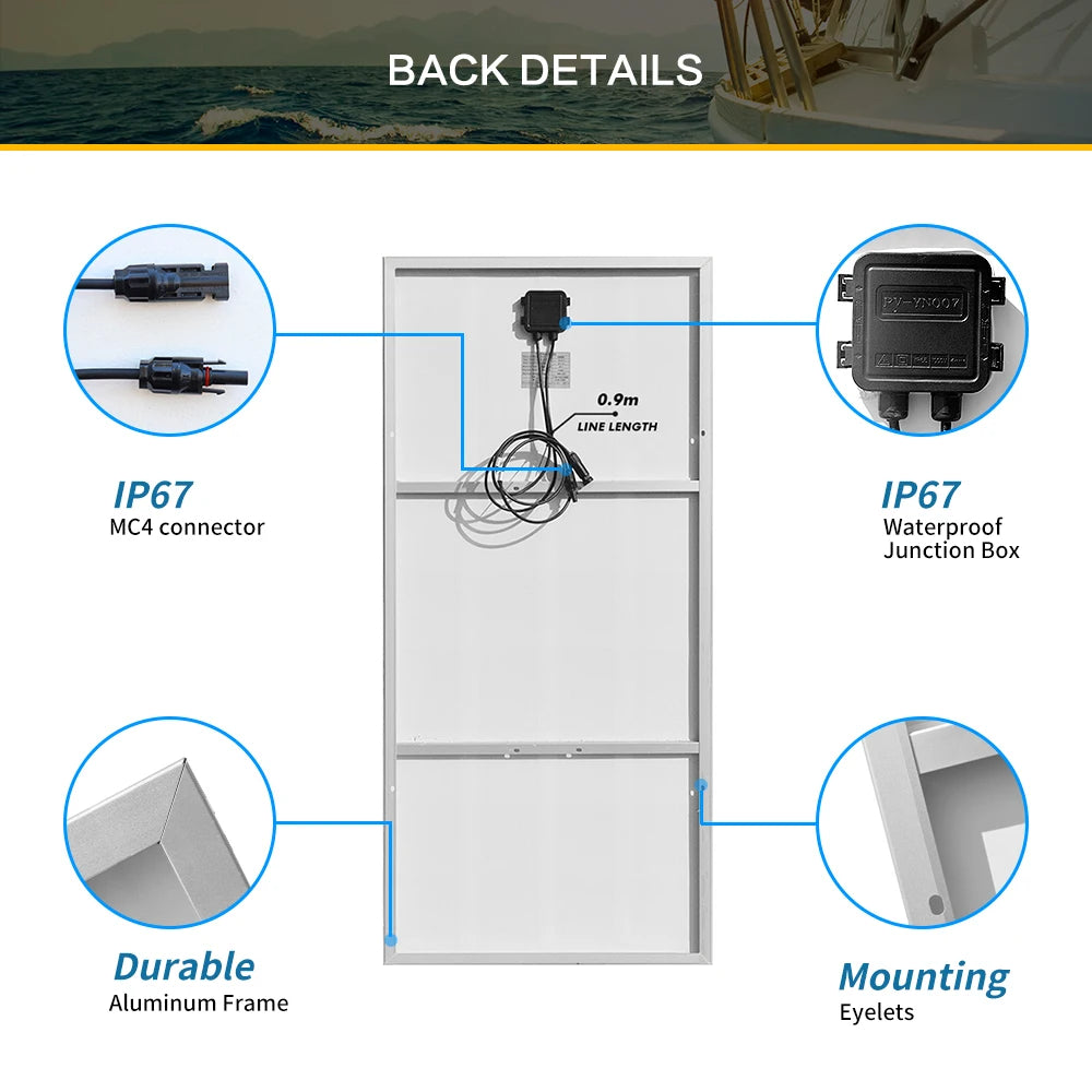 Custom 360W 240W 120W Solar Panel Kit 120 Watt 18 Volt Aluminum Frame Solar Panel Photovoltaic Power Paneles Solares 1160*530*25mm Manufacturer