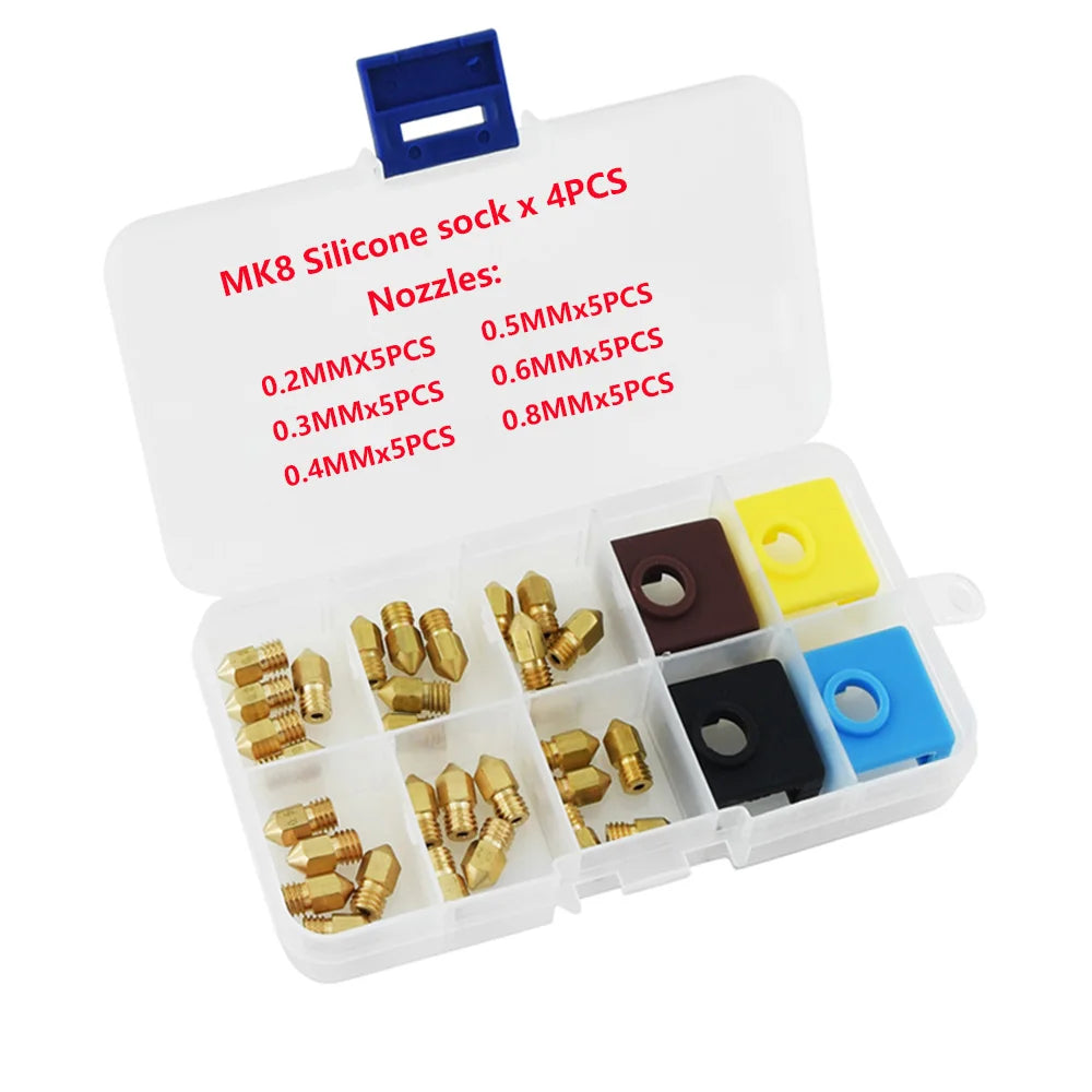 Custom MK8 Extruder Nozzle Extruder  Print  Head 0.2/0.3/0.4/0.5/0.6/0.8mm mk8 mk9 Silicone sock for Anet A8 E10 Creality CR-10 Ender 3 Manufacturer