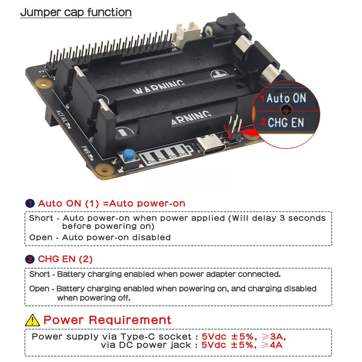 Raspberry Pi UPS HAT, X728 V2.5 Power Development Board for Raspberry Pi 5 /4B/3B+/3B