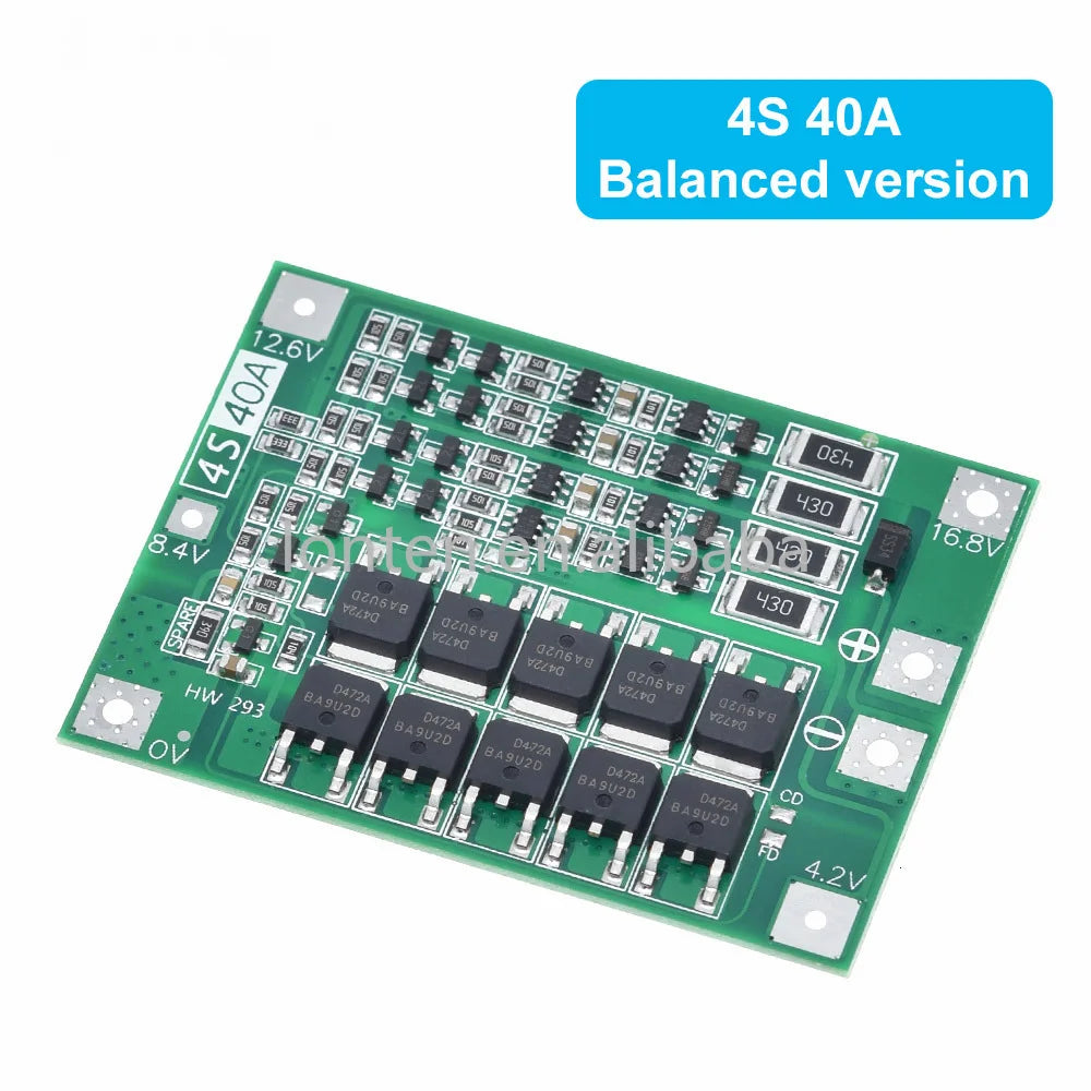 Custom 3S 4S 40A 60A Li-ion Lithium Battery Charger Protection Board 18650 BMS For Drill Motor 11.1V 12.6V/14.8V 16.8V Enhance/Balance Manufacturer