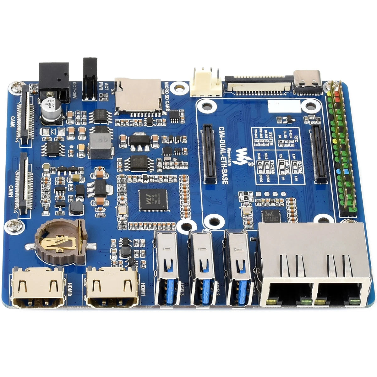 Custom Waveshare Dual Gigabit Ethernet Base Board Designed for Raspberry Pi Compute Module 4, Powerful Ethernet Capability Manufacturer