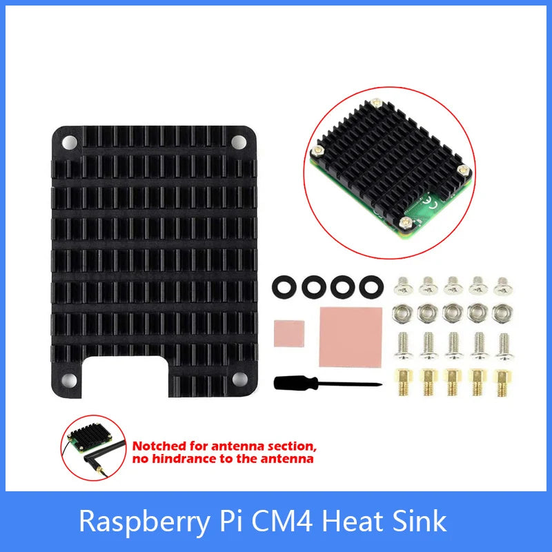 Custom Raspberry Pi CM4 Heatsink, Raspberry Pi Computer Module 4 Heat Dissipation Heat Sink with Thermal Tapes Notched for Antenna Manufacturer