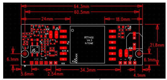 Banana PI POE 7402 module, applies to BPI R64 Board Custom PCB pcba hot sell android tv