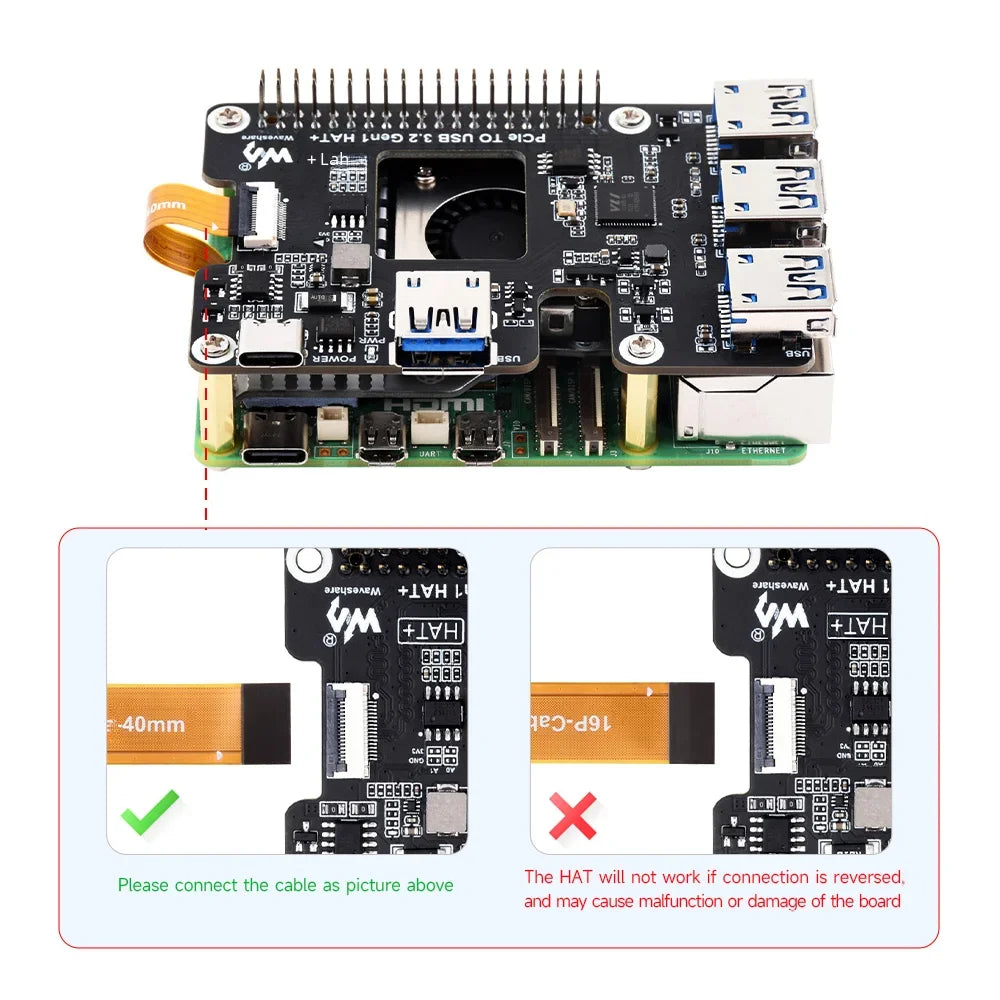 PI5 PCIe To USB 3.0 HUB Expansion Board for RasPi RPI Raspberry Pi 5 Projects 4GB 8GB 16GB RAM HAT Breakout Shield Accessories