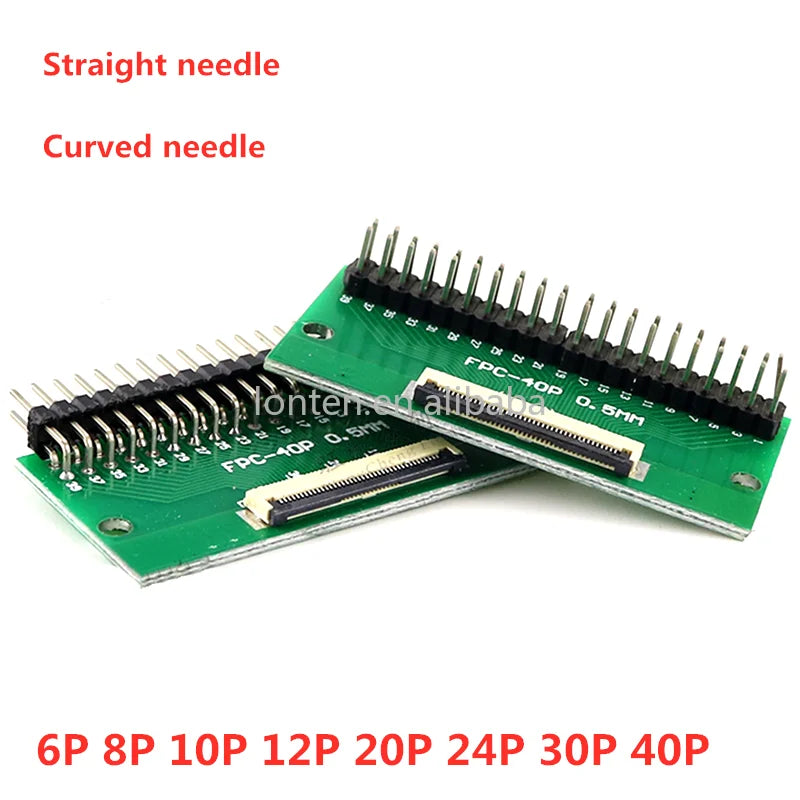 Custom FPC/FFC adapter board 0.5mm Pitch connector To Double row straight needle Curved needle Socket 6P 8P 10P 12/20/24/30P 40P Manufacturer